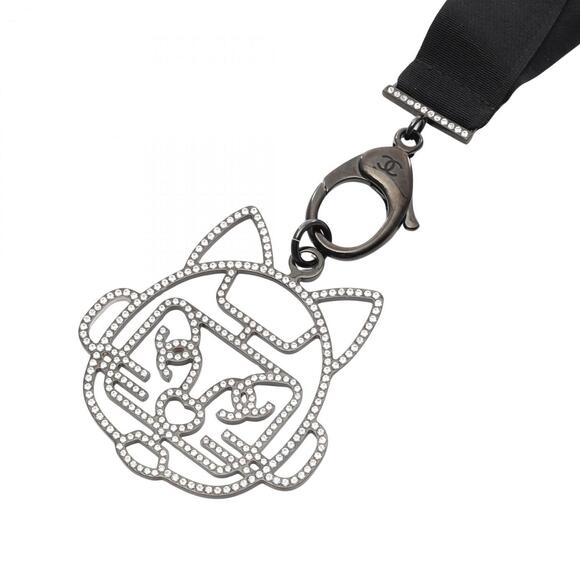 CHANEL Black Logo Necklace